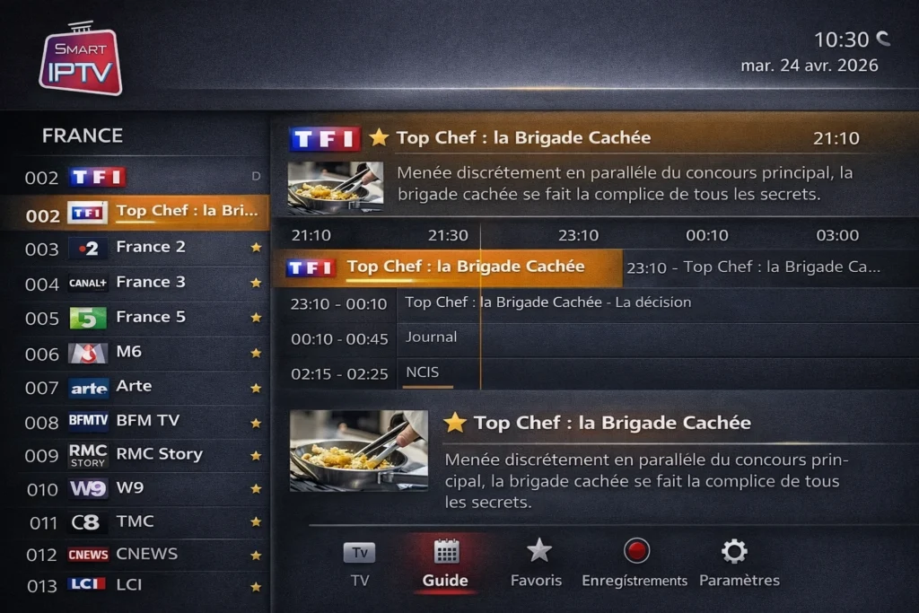 onfiguration iptv freebox révolution avec Smart IPTV et guide EPG