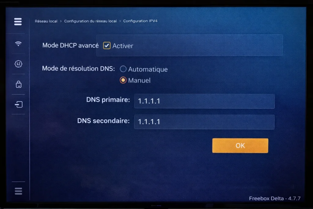 résoudre erreur de lecture IPTV configuration DNS Cloudflare sur Freebox
